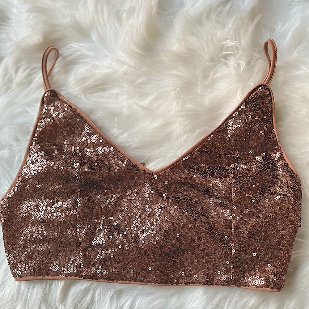 Forever 21 Gold Sequin Bralette S